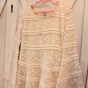 Boho Chic Cream Lace Twirl Dress Girls 7/8